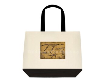 Dinosaur Tote Bag - Plesiosaurus - Canvas Bag with Fossil Ancient Marine Reptiles - Cotton Tote Bag - Large Shoulder Bag