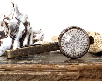 we are Forever family Black Compass Tie Clip Voyage Steampunk Tie Clip Traveler Gift Vintage Compass Tie Clip NOT REALCompass