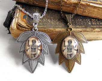 Kali Necklace - Hindu Goddess of Destruction and Transformation in Bronze or Silver - Yoga