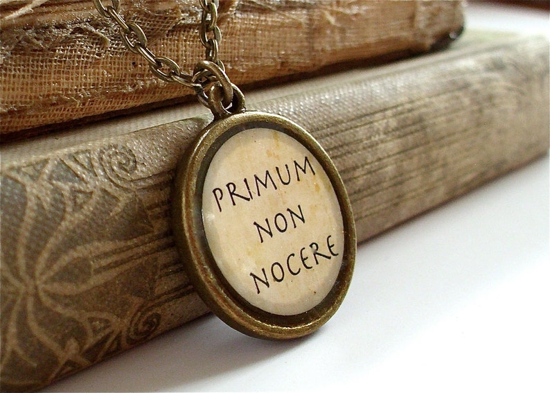 Hippocrates Necklace Hippocratic Oath DOUBLE SIDED Philosophy Necklace in Bronze or Silver image 5