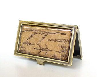 Dinosaur Card Case - Business Card Holder - Wallet - Ancient Marine Reptiles