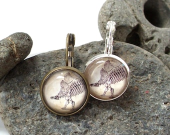 Dinosaur Earrings - Stegosaurus Earrings in Bronze or Silver