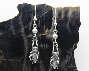Grasshopper Earrings in Solid Sterling Silver - Insect Jewelry