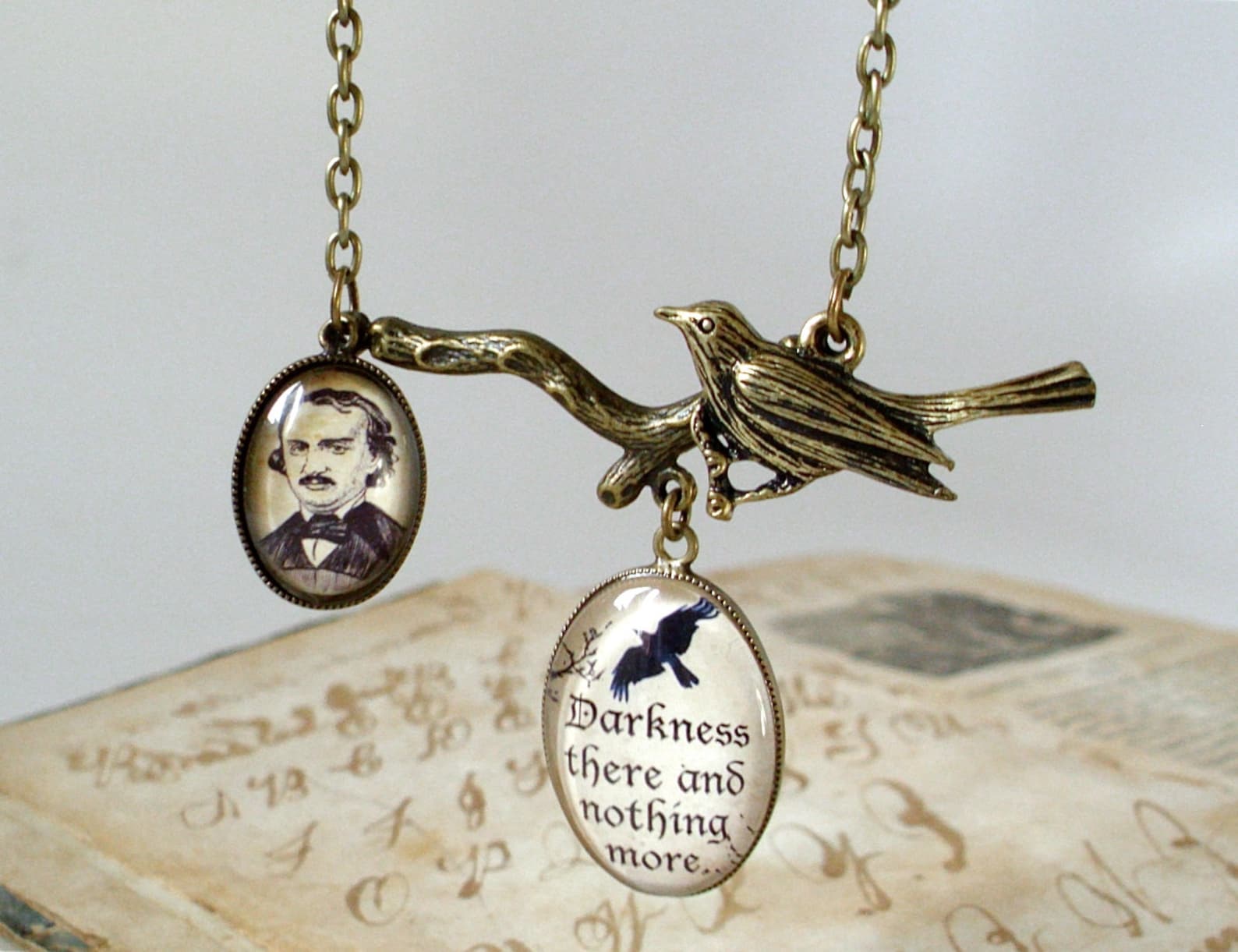 Edgar Allan Poe Necklace the Raven Quote Poe Jewelry in Etsy