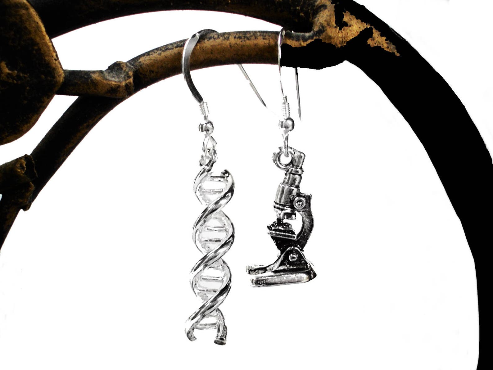 Science Earrings DNA and Microscope Earrings Etsy