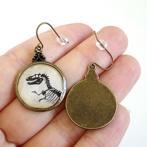 Dinosaur Earrings T Rex Tyrannosaur Dangle Earrings in Bronze image 2