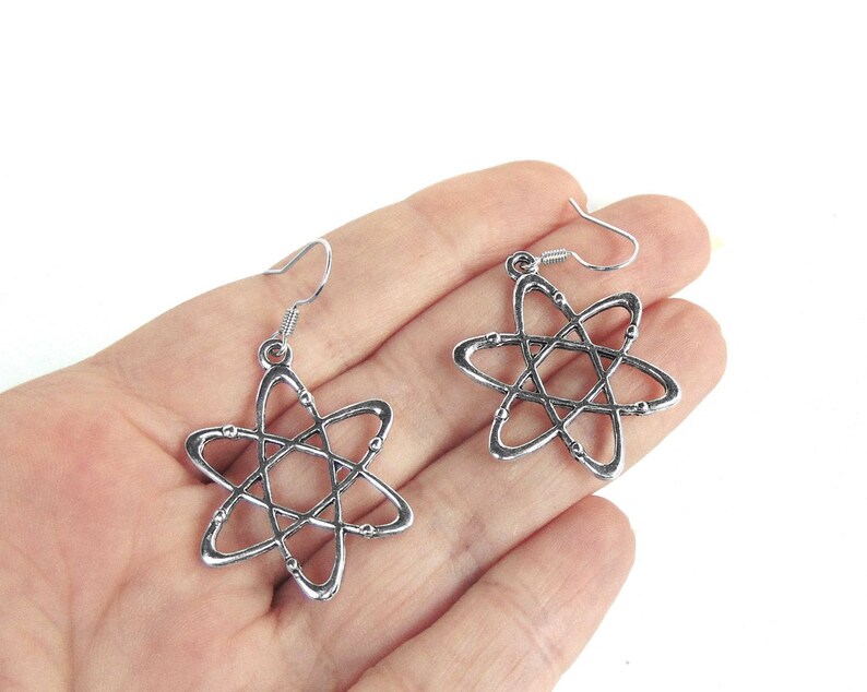 Boucles doreilles Atom Science Jewelry Atomes Boucles doreilles Atomic Symbol en argent image 3