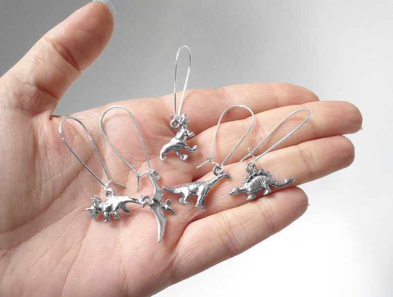 Dinosaur Earrings Mix and Match T-Rex Pterodactyl Brachiosaurus Triceratops Stegosaurus You Pick One Of Each Earring 1 Pair image 2