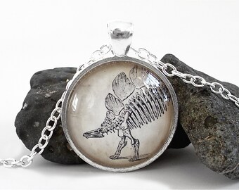 Dinosaur Necklace - Stegosaurus Necklace in Silver - Fossil Pendant
