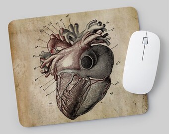 Anatomical Heart Mousepad - Antique Anatomy Print Mousepad