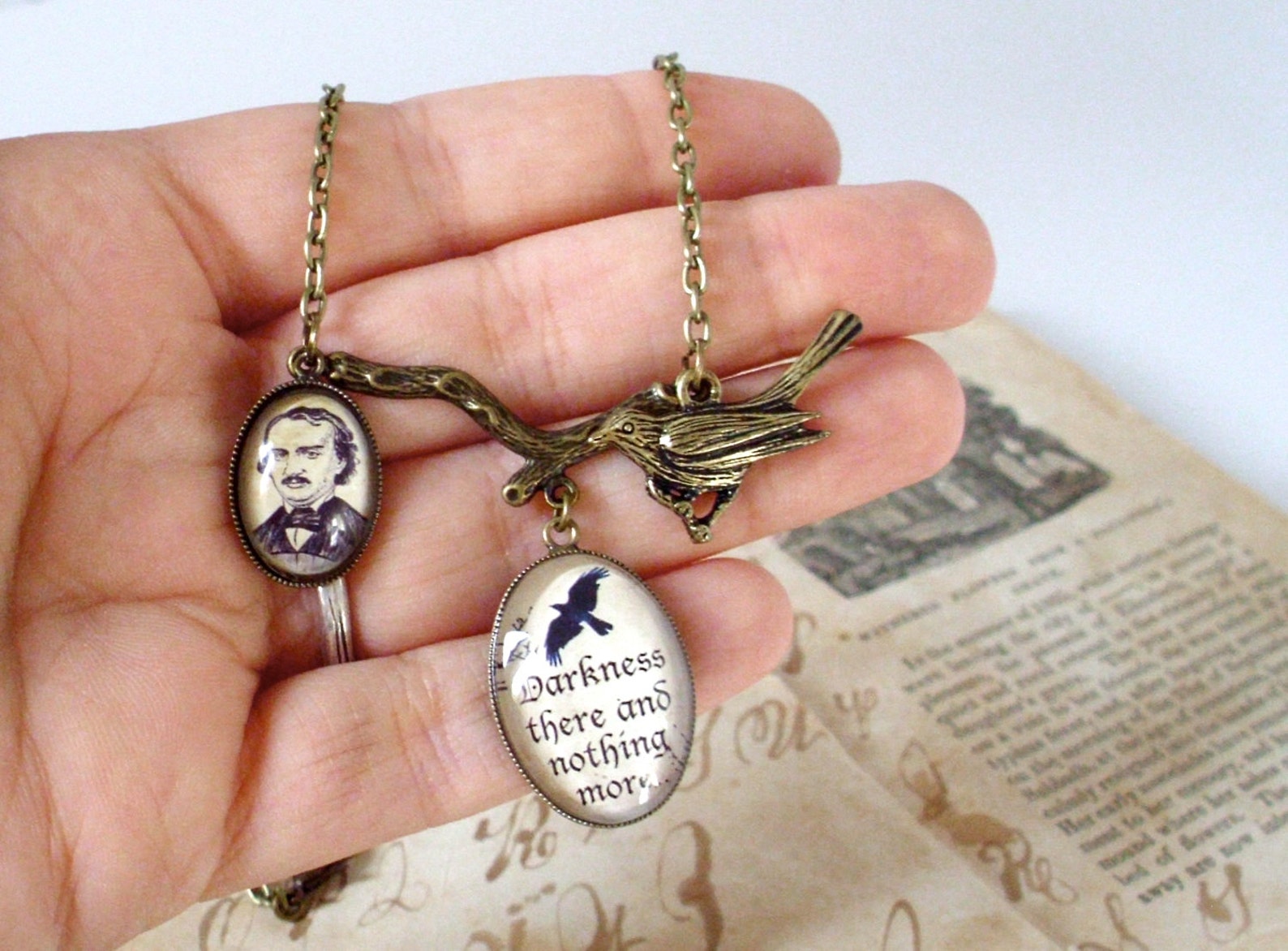 Edgar Allan Poe Necklace the Raven Quote Poe Jewelry in Etsy