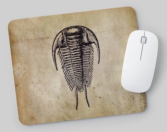 Trilobite Mousepad - Antique Fossil Print Mouse Pad - Science Gift - Office