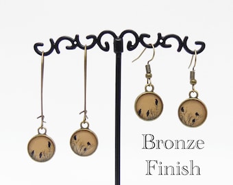 Crow Earrings - Raven Earrings - Blackbird - Magpie - Bird Silhouette Dangle Earrings - Copper - Silver - or Bronze Finish
