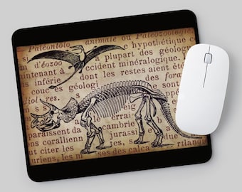 Dinosaur Mousepad - Triceratops and Pterodactyl - Fossil Mouse Pad - Home Office