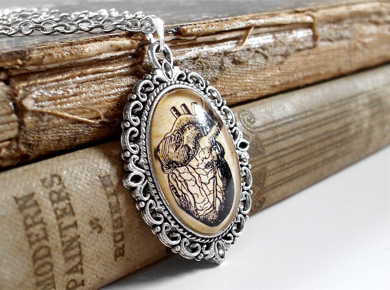 Anatomical Heart Necklace Antique Anatomy Print Pendant in Etsy