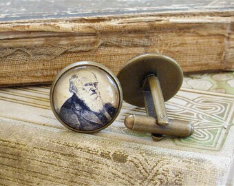 Charles Darwin Cufflinks - Darwin Cuff Links in Bronze