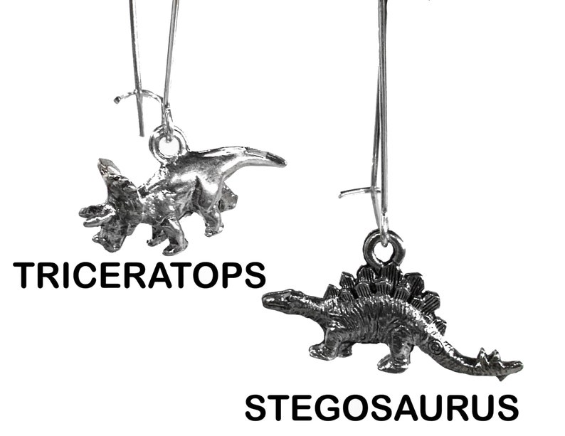 Dinosaur Earrings Mix and Match T-Rex Pterodactyl Brachiosaurus Triceratops Stegosaurus You Pick One Of Each Earring 1 Pair image 3