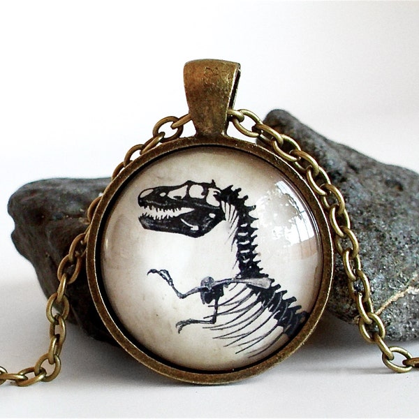 Dinosaur Necklace - T Rex Necklace - Tyrannosaur Fossil Pendant in Bronze