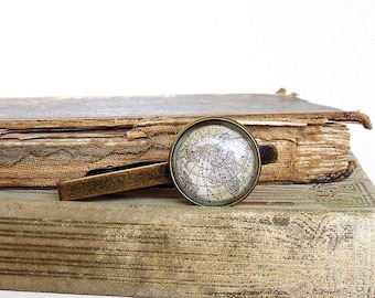 Globe Tie Clip / Tie Bar / Tie Tack in Bronze or Silver Finish - Earth