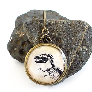 Dinosaur Earrings T Rex Tyrannosaur Dangle Earrings in Bronze image 4