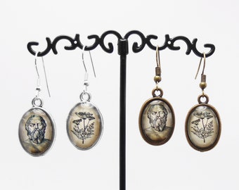 Socrates Earrings - Socrates and Hemlock - Philosophy Jewelry