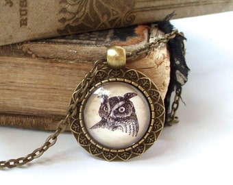 Great Horned Owl Necklace in Bronze