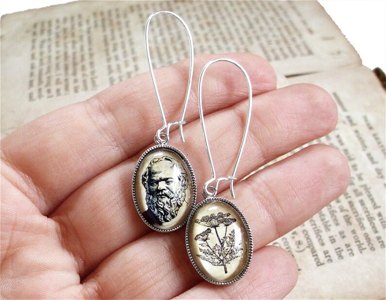 Socrates Earrings Socrates and Hemlock Philosophy Jewelry Etsy