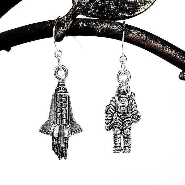Astronaut and Space Shuttle Earrings - Space Earrings
