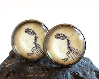 Dinosaur Cufflinks - Ceratosaurus Cuff Links in Bronze or Silver Finish - Paleontology - Science Cuff Links - Jurassic