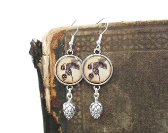 Beer Hops Earrings - Home Brew - Wedding - Craft Beer - Hops Charms - Beer Jewelry