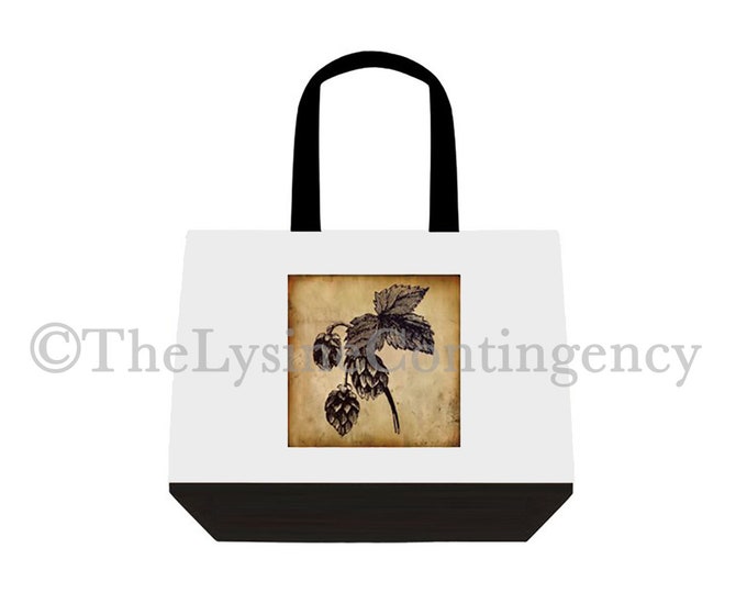 Featured listing image: Beer Hops Tote Bag - Craft Brewing - Home Brew - Canvas Bag - Cotton Tote Bag - Large Shoulder Bag
