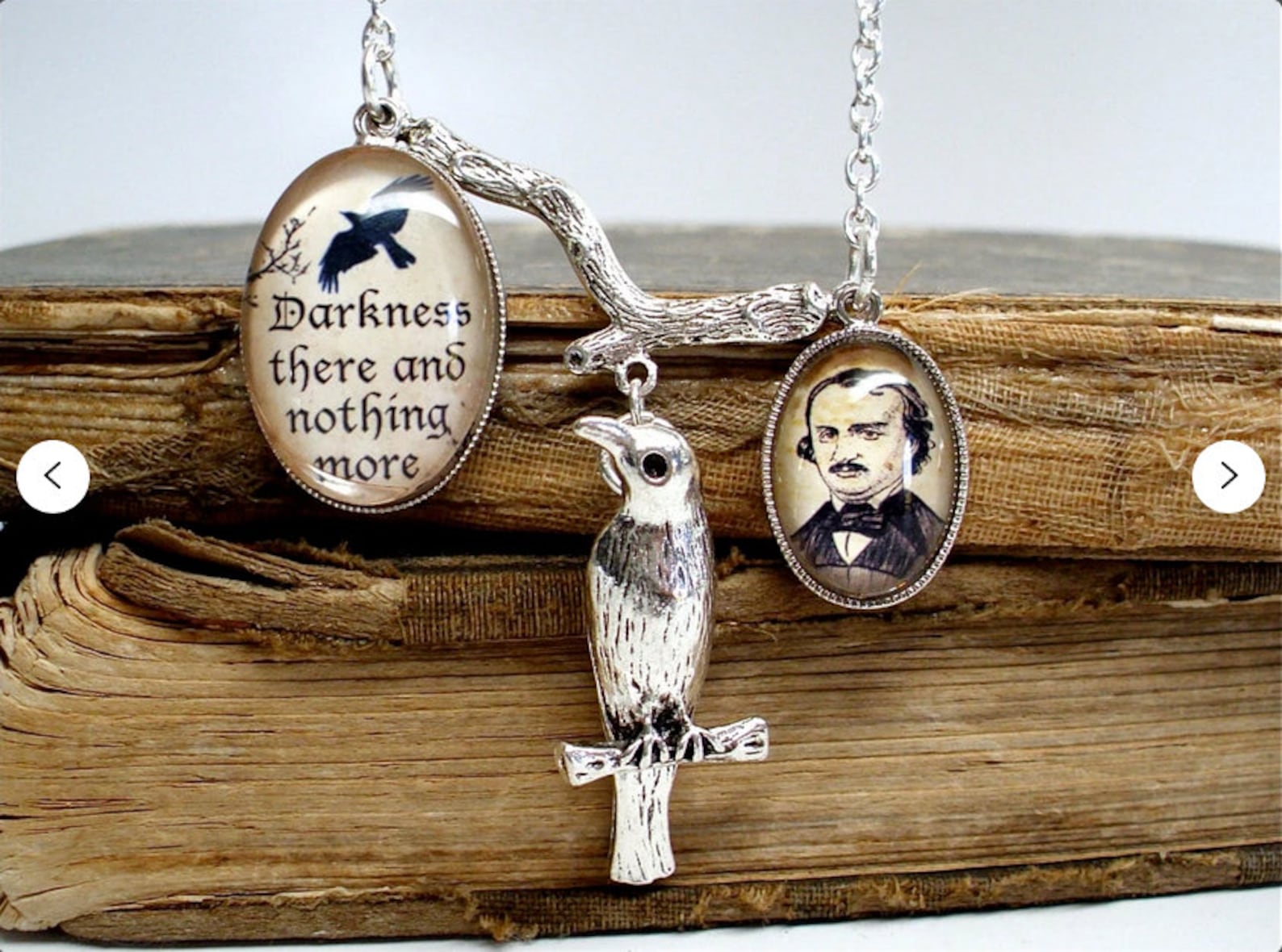 Edgar Allan Poe Necklace the Raven Quote Poe Jewelry in Etsy
