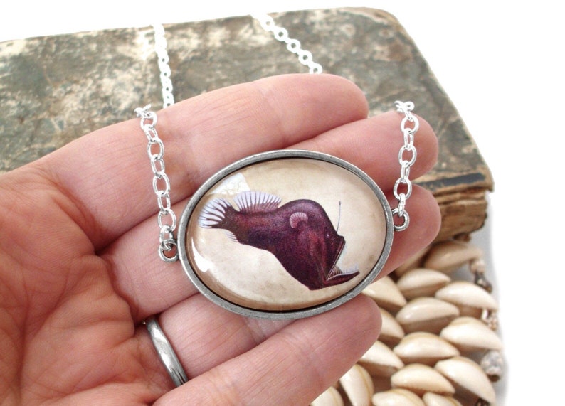 Deep Sea Angler Fish Necklace in Bronze or Silver Finish image 8