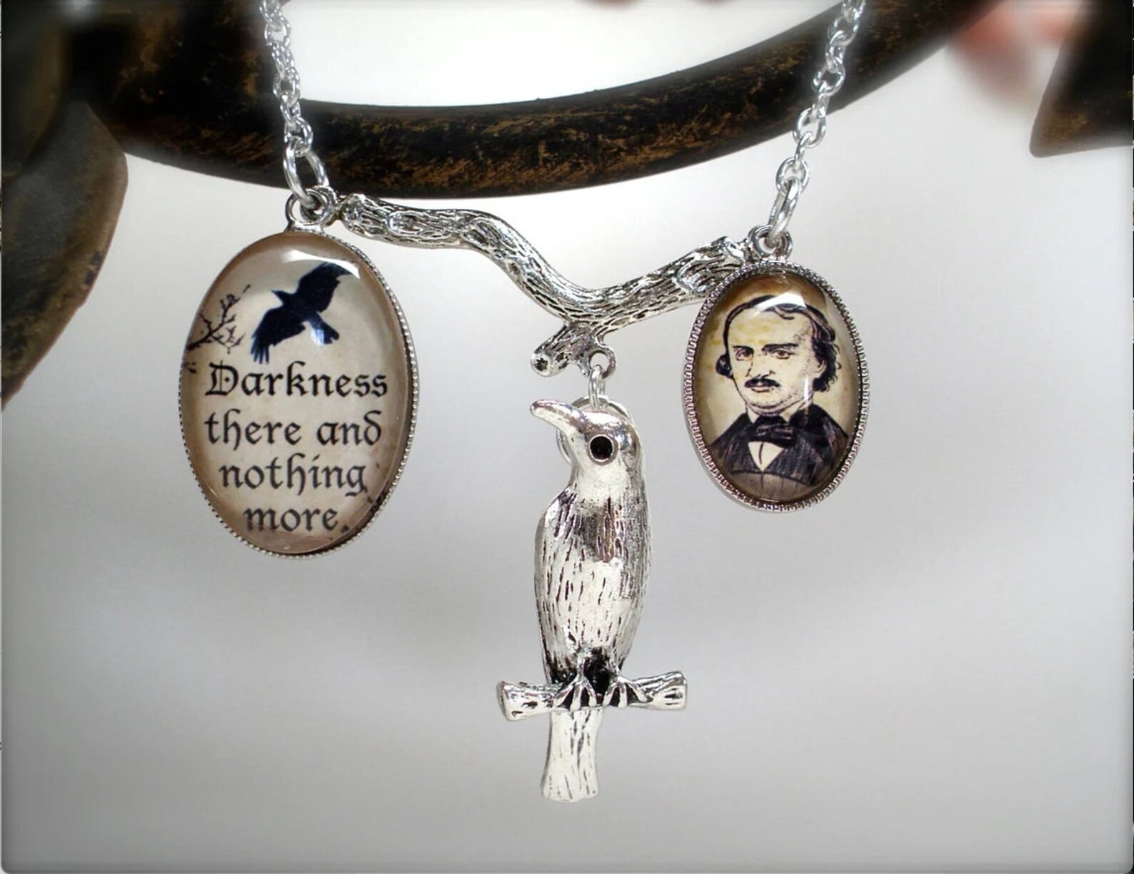 Edgar Allan Poe Necklace the Raven Quote Poe Jewelry in Etsy