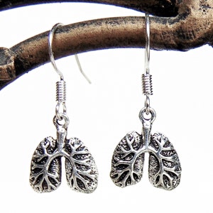 Small  Lung Earrings - Anatomical Lungs Earrings in Silver Plated or Solid Sterling Silver
