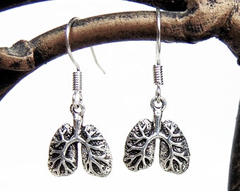 Lung Earrings - Anatomical Lungs Earrings in Solid Sterling Silver