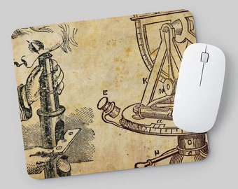 Science Mousepad - Antique Microscope and Theodolite Mouse Pad - Home Office