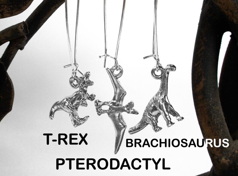 Dinosaur Earrings Mix and Match T-Rex Pterodactyl Brachiosaurus Triceratops Stegosaurus You Pick One Of Each Earring 1 Pair image 4