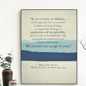 Henry David Thoreau Art Quote Print, Tonic of Wildness, Thoreau Quote, Walden Quote, Book Page Art Print, Literary Art Print, Unframed