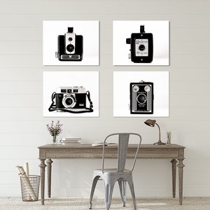 Vintage Camera Art Print Photo, Black and White Camera Prints, Modern Wall Art Decor, Minimal Art Print Decor, Unframed