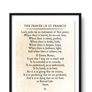 Prayer of St. Francis Art Print, Lord Make Me an Instrument, Inspirational Catholic Art Print, Bible Verse Print, Unframed