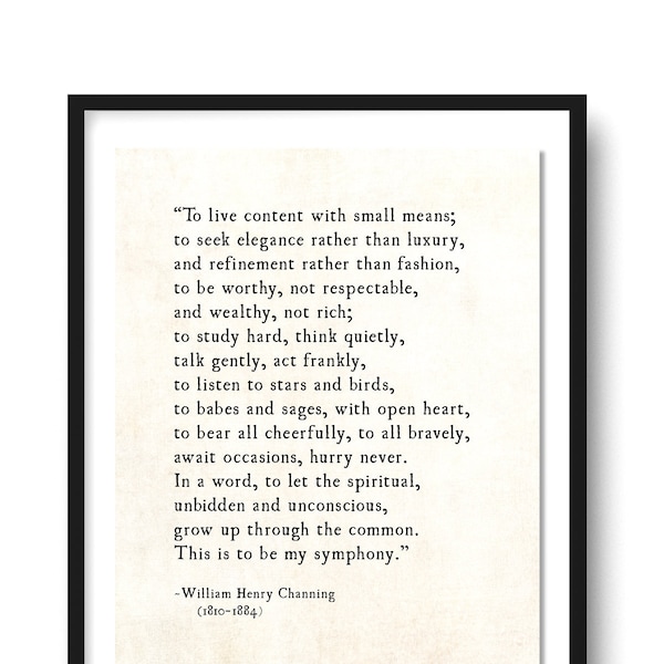 My Symphony, William Henry Channing Quote Art Print, Literary Art Print, Book Page Art Print, Inspirational Quote Unframed