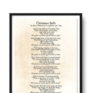 I Heard the Christmas Bells, Henry Wadsworth Longfellow Poem, Christmas Print, Poetry Art, Christmas Print, Modern Wall Art, Unframed