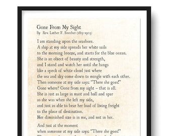 Gone From My Sight, Luther Beecher Grief Poem, What is Dying, Bereavement Gift Print, Loss of Loved One, In Memory of Gift, Sympathy Gift