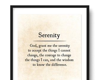 God Grant me the Serenity Prayer Art Print, Bible Verse Wall Art Print, Literary Art, Book Page Art Print, Inspirational Quote, Unframed