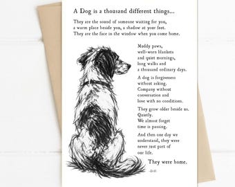Dog Lover Card, 5x7 Frame-able Dog Keepsake, Dog Mom Gift, Dog Memorial Card, Dog Sympathy Gift, Charcoal Dog Art