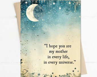 Sentimental Mother's Day Card, Vintage Celestial Moon Stars Quote Greeting (A2 Size)