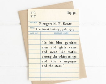 F. Scott Fitzgerald Quote, Great Gatsby, Champagne and Stars, Gift for Her, Romantic Love Quote Card, Book Lover Gift Idea, Literary Gift