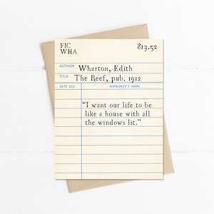 Edith Wharton Quote, I Want our Life to Be Like a House, The Reef Quote, Wedding Card, Love Quote Card, Valentines Card, Anniversary Card image 1