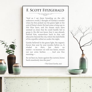 The Great Gatsby Art Print , F Scott Fitzgerald Art Print, Fitzgerald Quote, Book Page Art, Literature Print, Literary Gift, Unframed